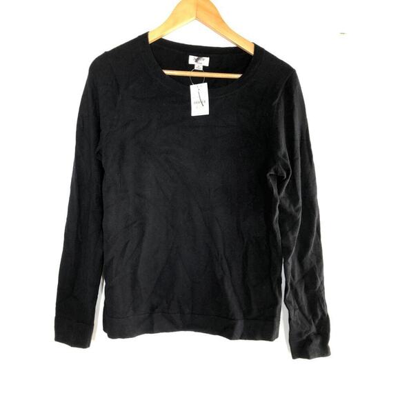 J. Crew Teddie Sweater Wool Cotton Blend Crewneck Black NWT Medium - Picture 3 of 8